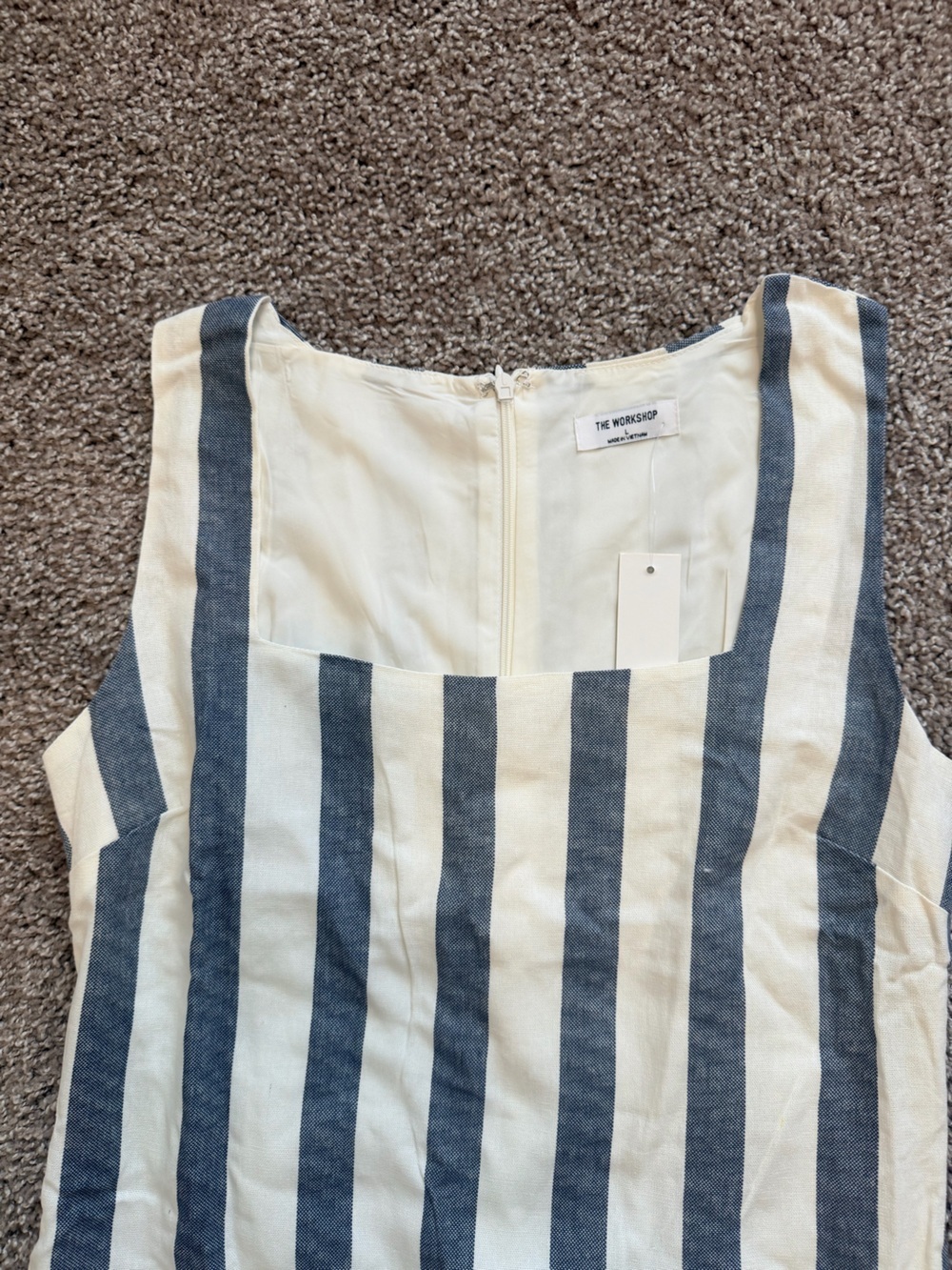The Workshop Striped Linen Blend Mini Dress Size Large Coastal Chic Summer NWT - Picture 9 of 11